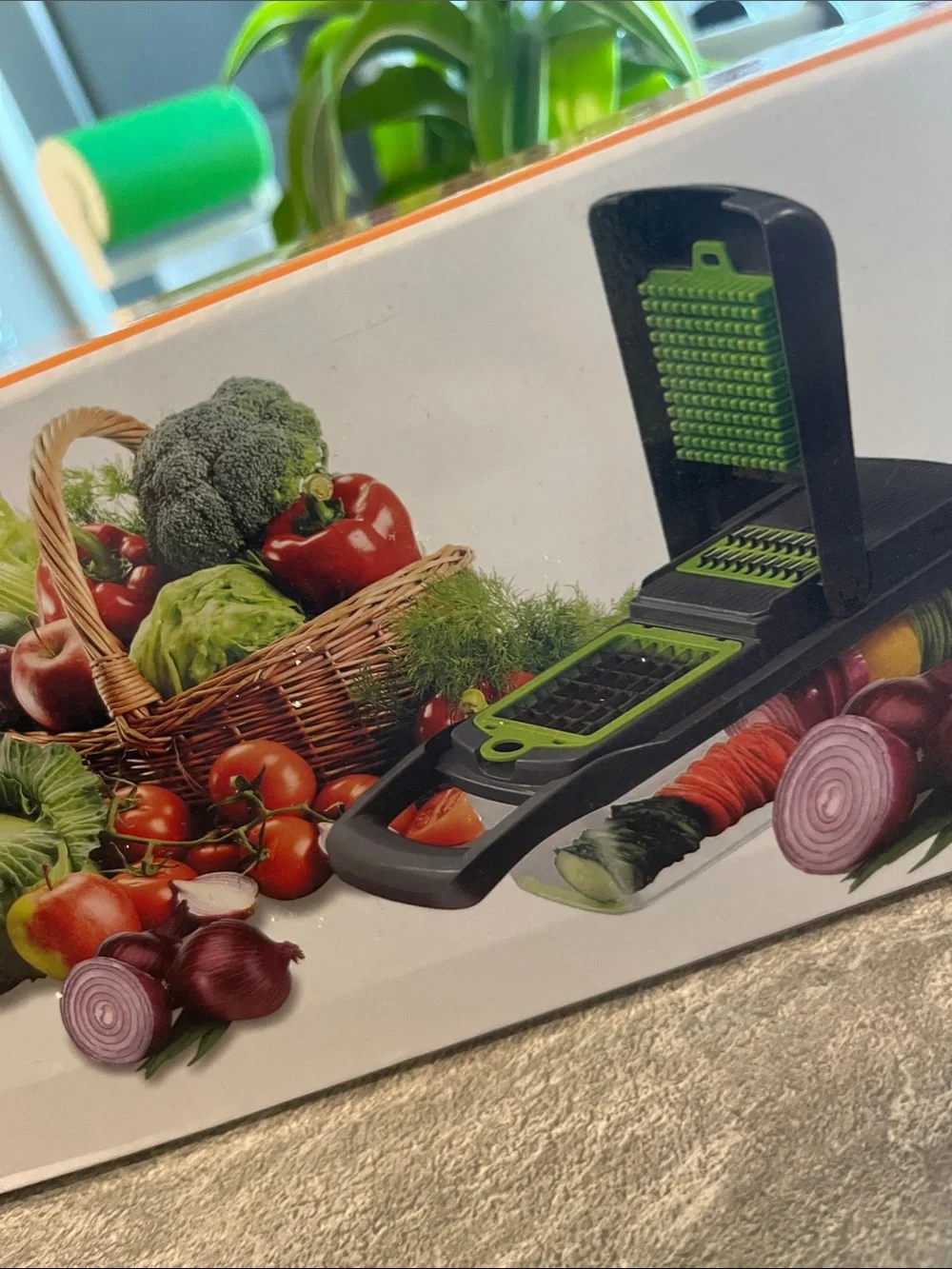 Brand new multi option high capacity veggie slicer with catch bin under